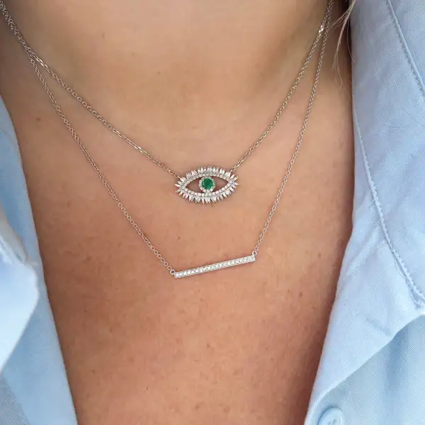 Eye Motif Diamond Emerald Necklace