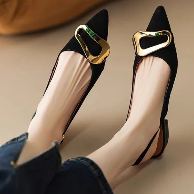 Pointed Toe Buckle Strap Flats