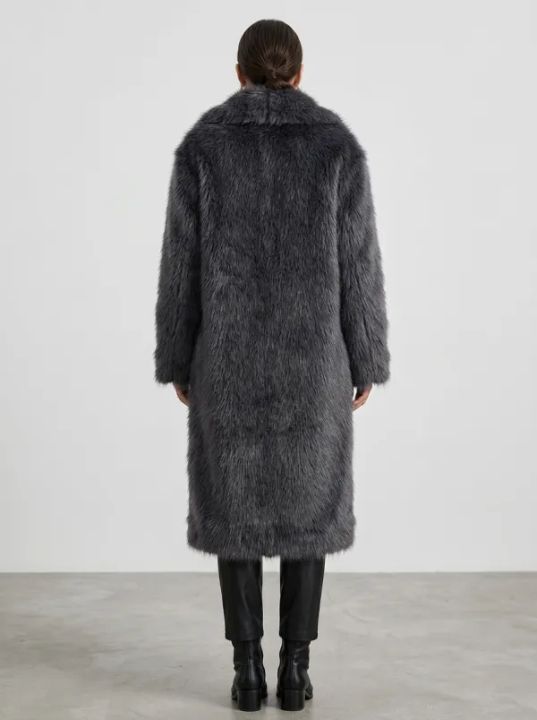 Minimal Longline Faux Fur Coat