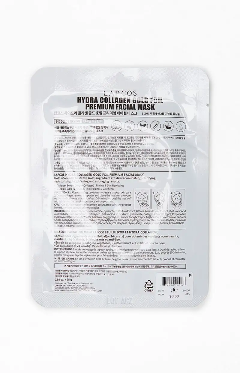 Lapcos 24K Gold Foil Premium Face Mask