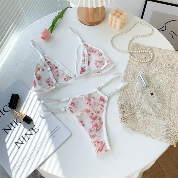 Sculpted Floral Mesh Lingerie Set