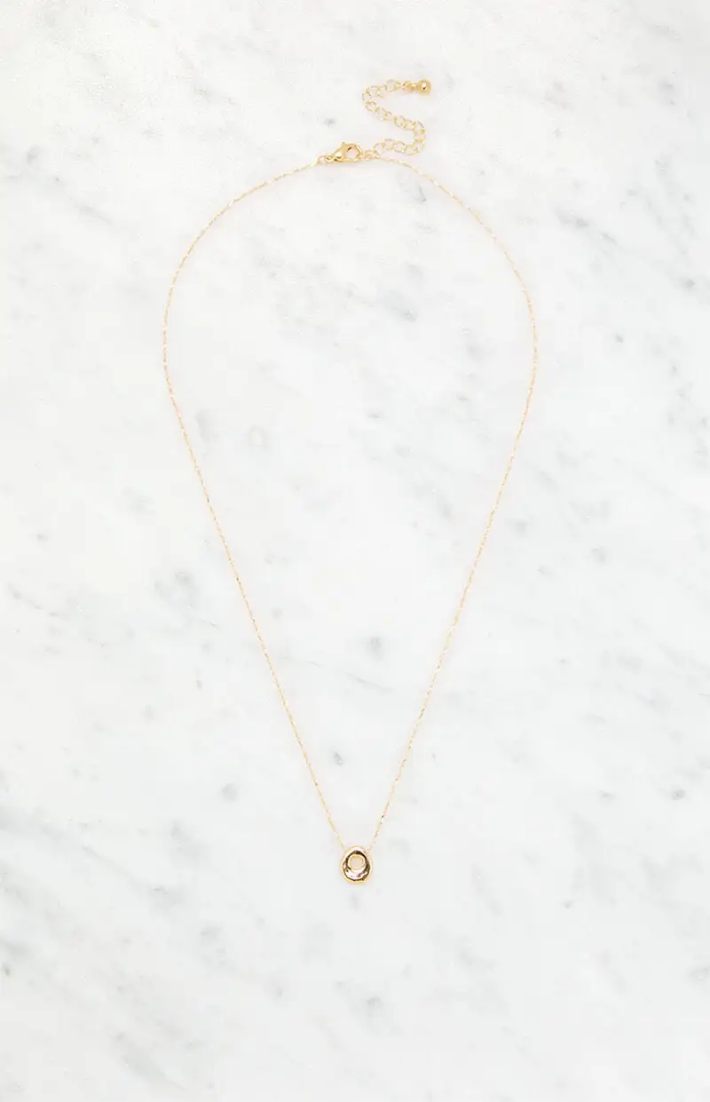 LA Hearts O Initial 14K Gold Plated Necklace
