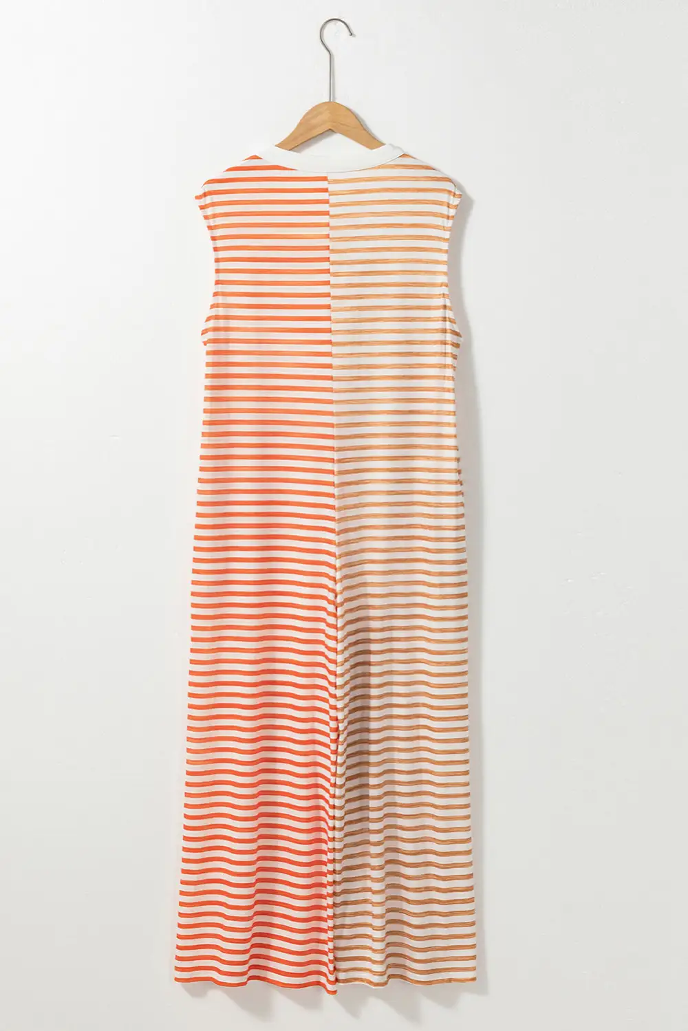 Stripe Oversized Buttoned Front Sleeveless Wide Jumpsuit