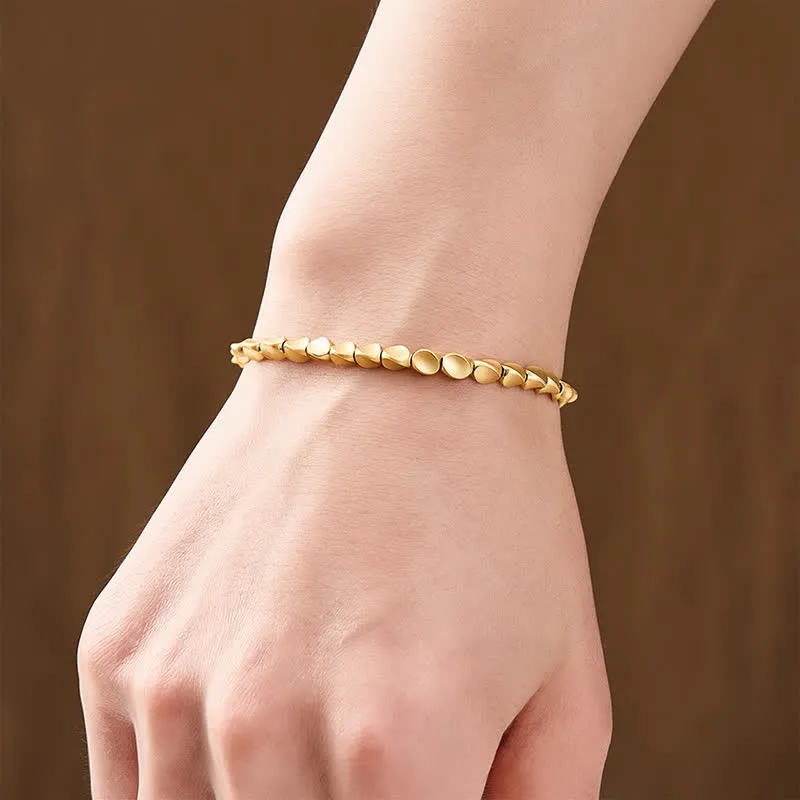 Copper Irregular Shaped Bead String Bracelet