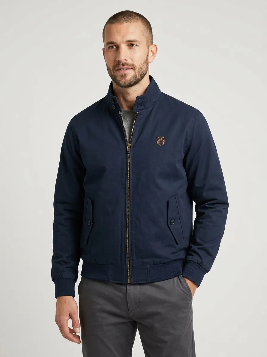 Men's Ridge Adventure Mountain Logo Printed Bomber Jacket