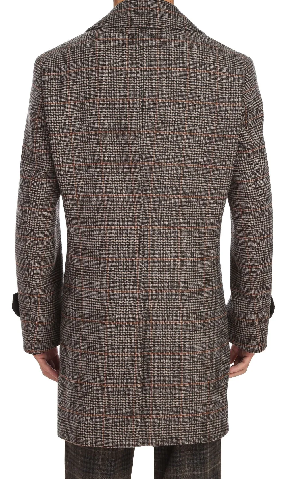 Brown Slim Fit Wool Notch Lapel Overcoat