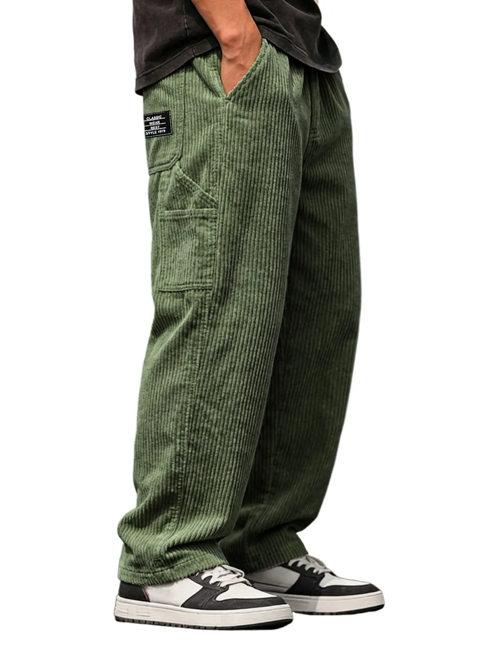 Layered Corduroy Utility Pocket Pants