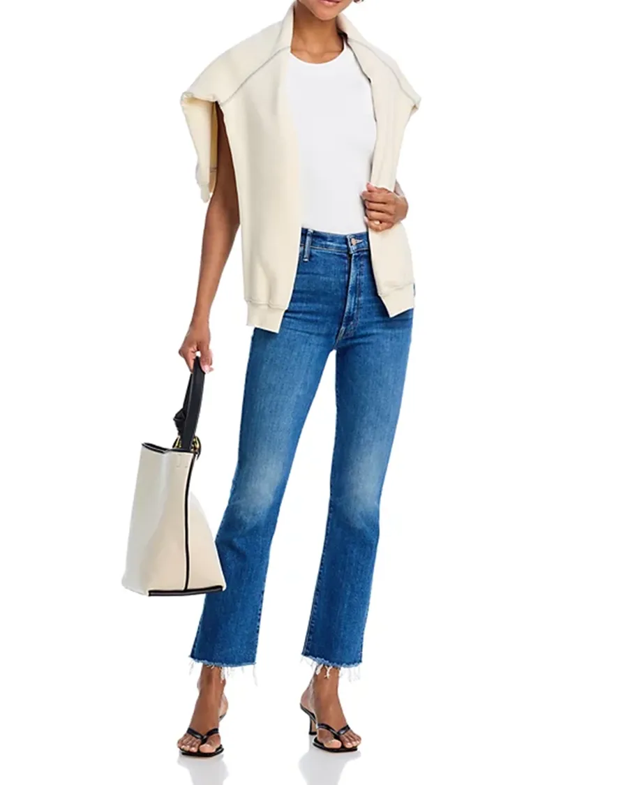 Belt Loops High Rise Flare Leg Ankle Jeans