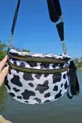Women's Checkered Large Leather Sling Crossbody Bag