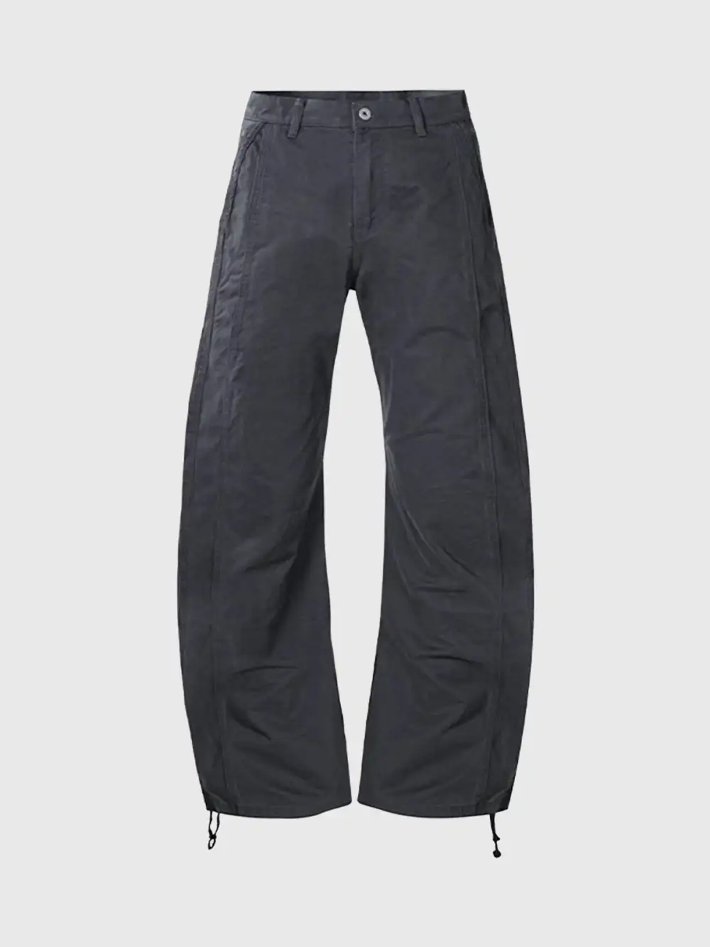 Curved-Cut Plaid Structured Pants