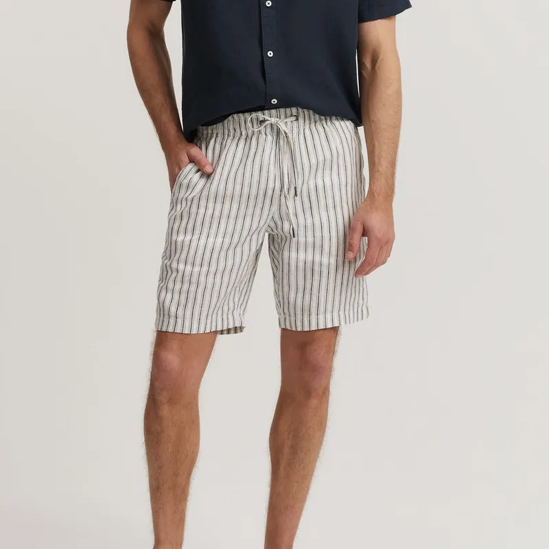 Men's Classic Drawcord Striped Linen Shorts