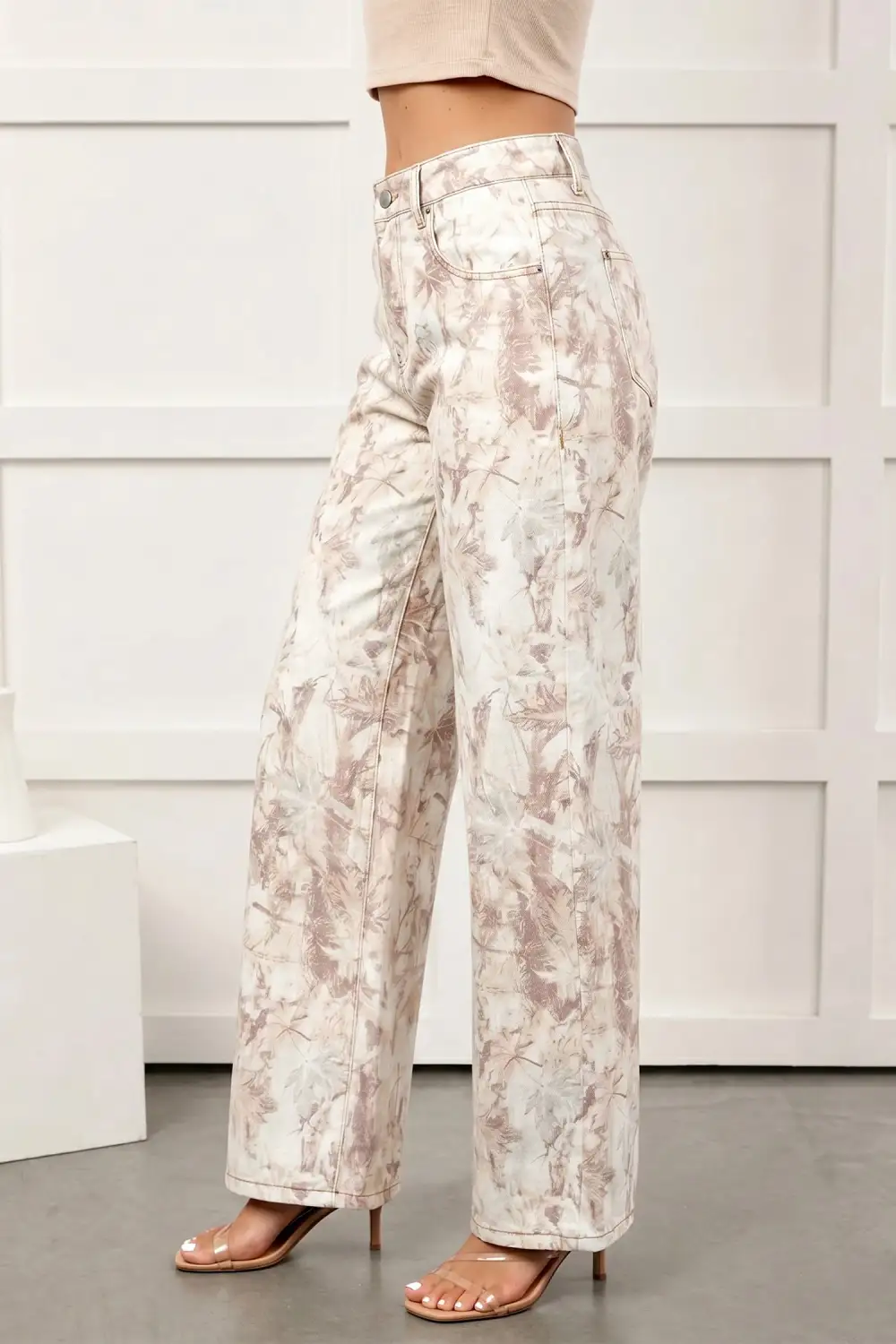 Women's Woodland Camo Tummy Control Denim Wide Leg Jeans