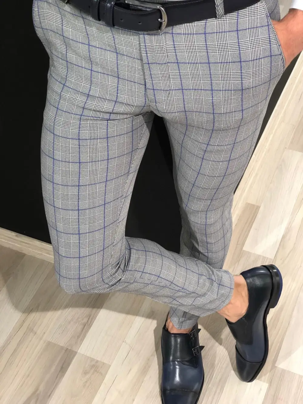 Refined Relaxed Slim Fit Plaid Tailored Trousers