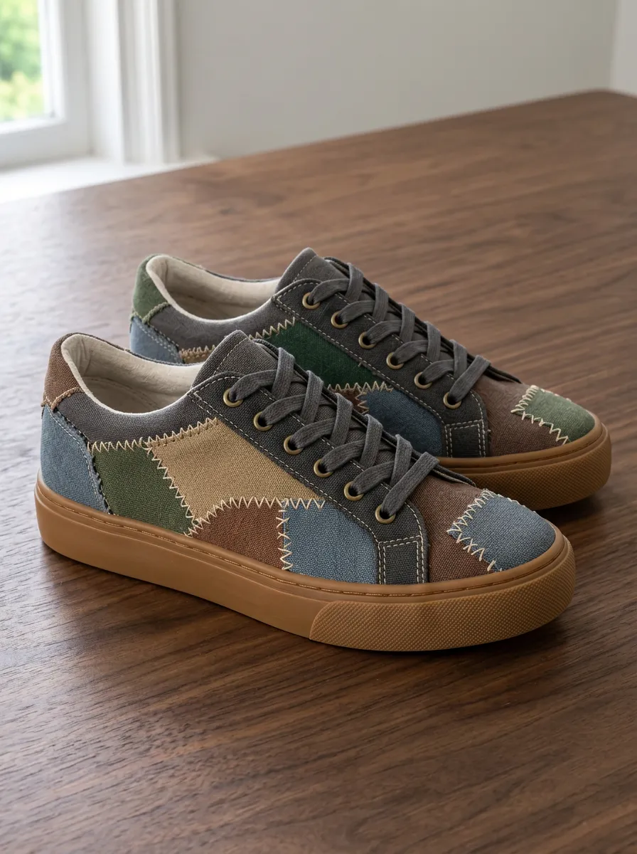 Men's Refined Vintage Patchwork Stitched Patterned Canvas Shoes