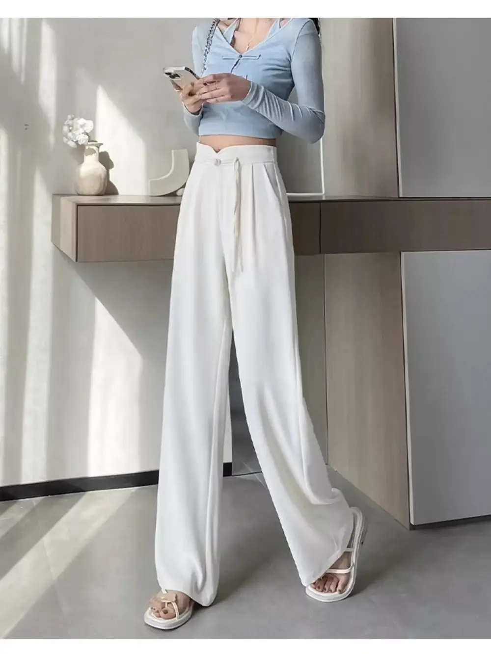 Simple High Waisted Wide Leg Pants