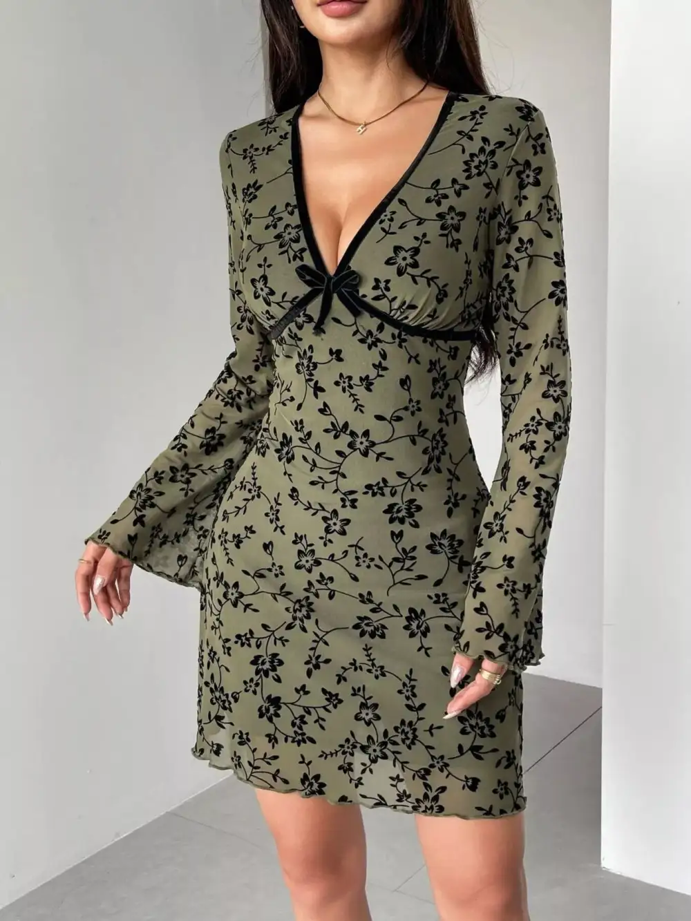 Floral Printed Flared Mini Dress