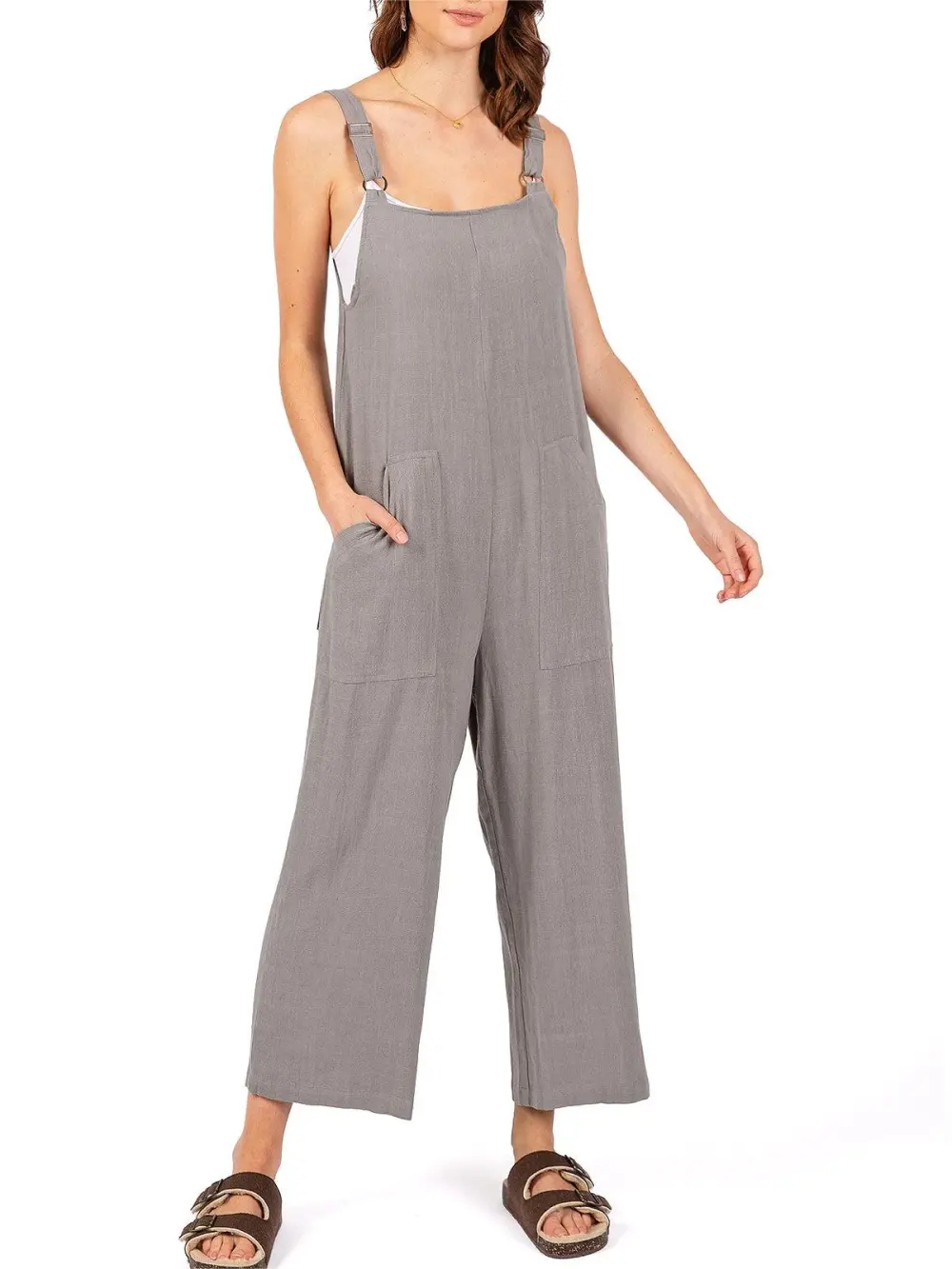 Crop Wide-Leg Linen Jumpsuit