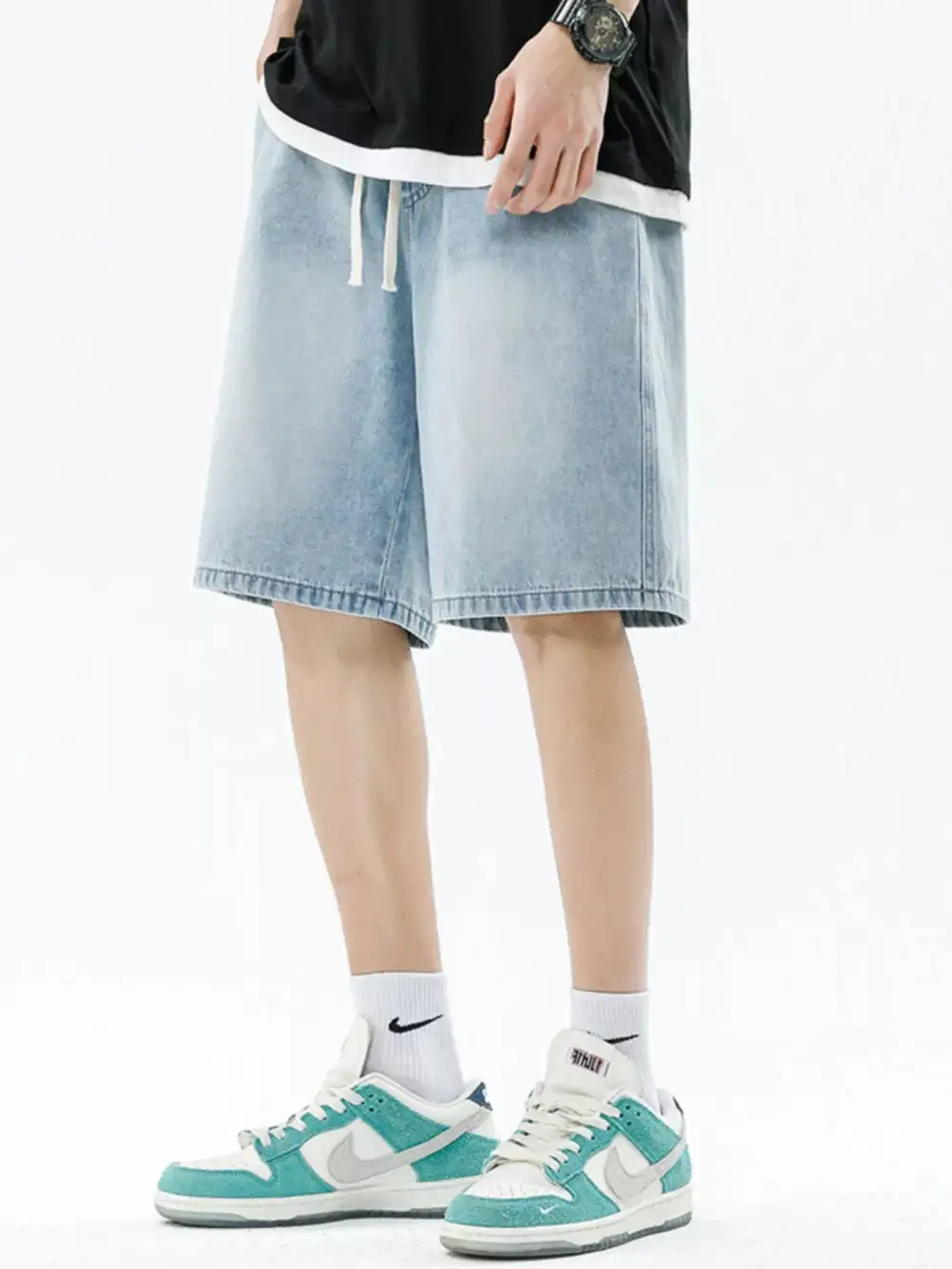 Refined Men's Full Size Drawstring Wide Leg Denim Shorts