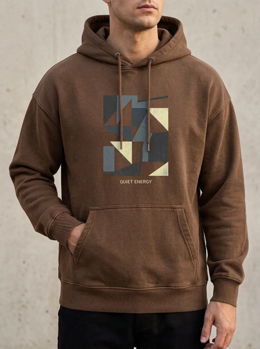 Men's Minimalist Geometric Quiet Energy Print Hoodie