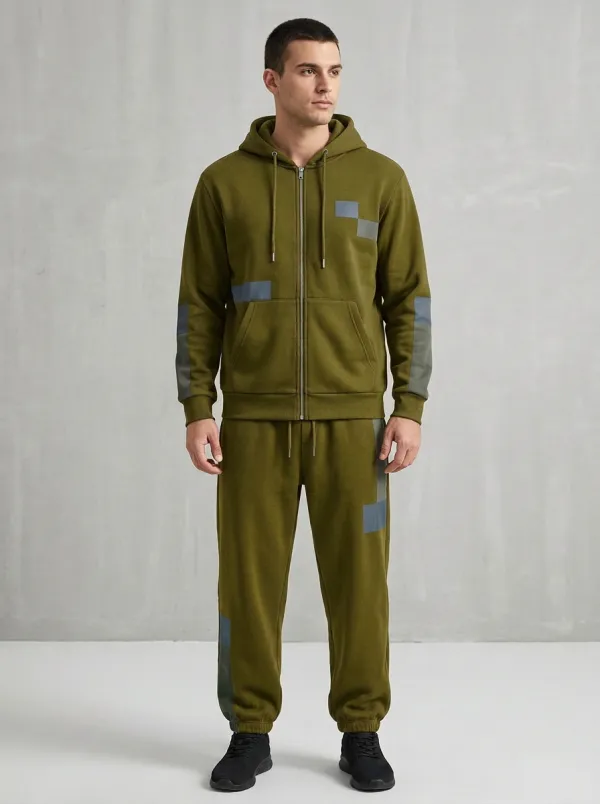 Men's Casual Colorblock Patchwork Print Jogger Set