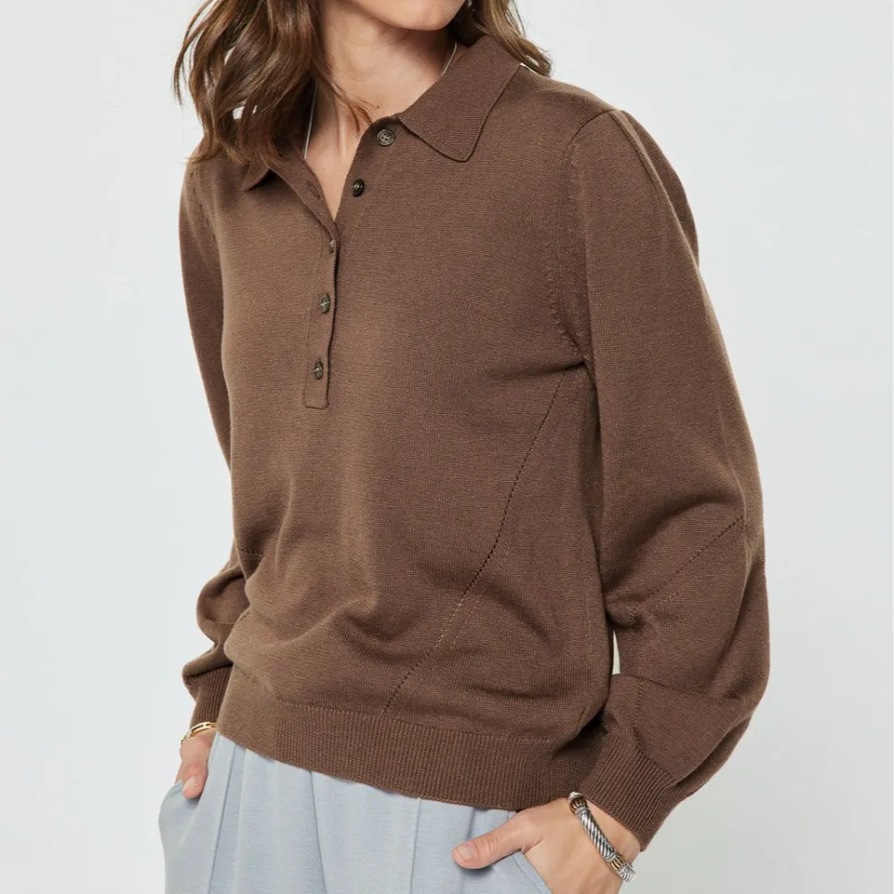 Relaxed Sweater Top With Collar
