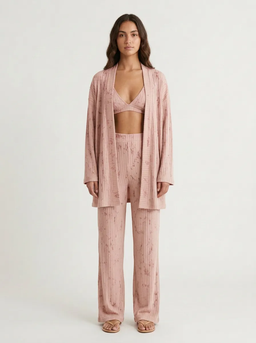 Tie Dye Wide Leg Cardigan Lounge Set
