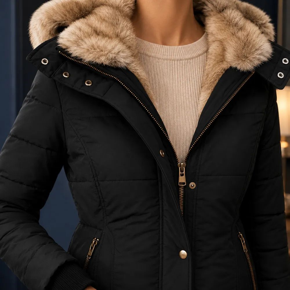 Hooded Quilted Plush-Lined Jacket