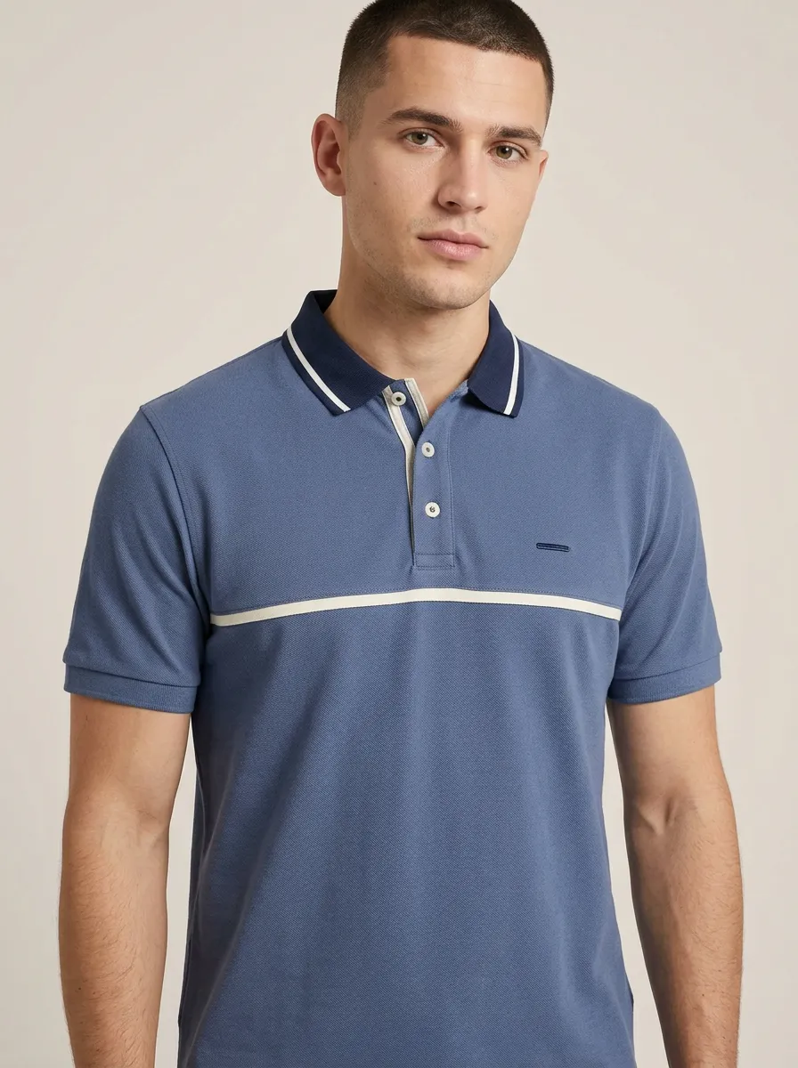 Men's Casual Minimalist Colorblock Striped Polo Shirt