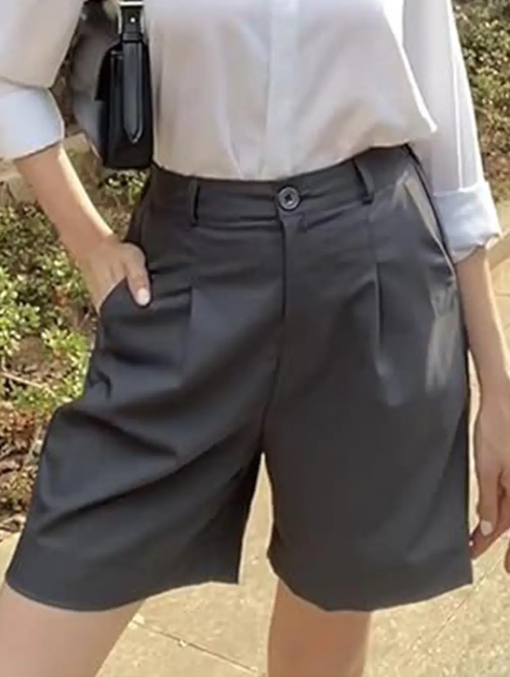 High-Waist Wide-Leg Suit Shorts