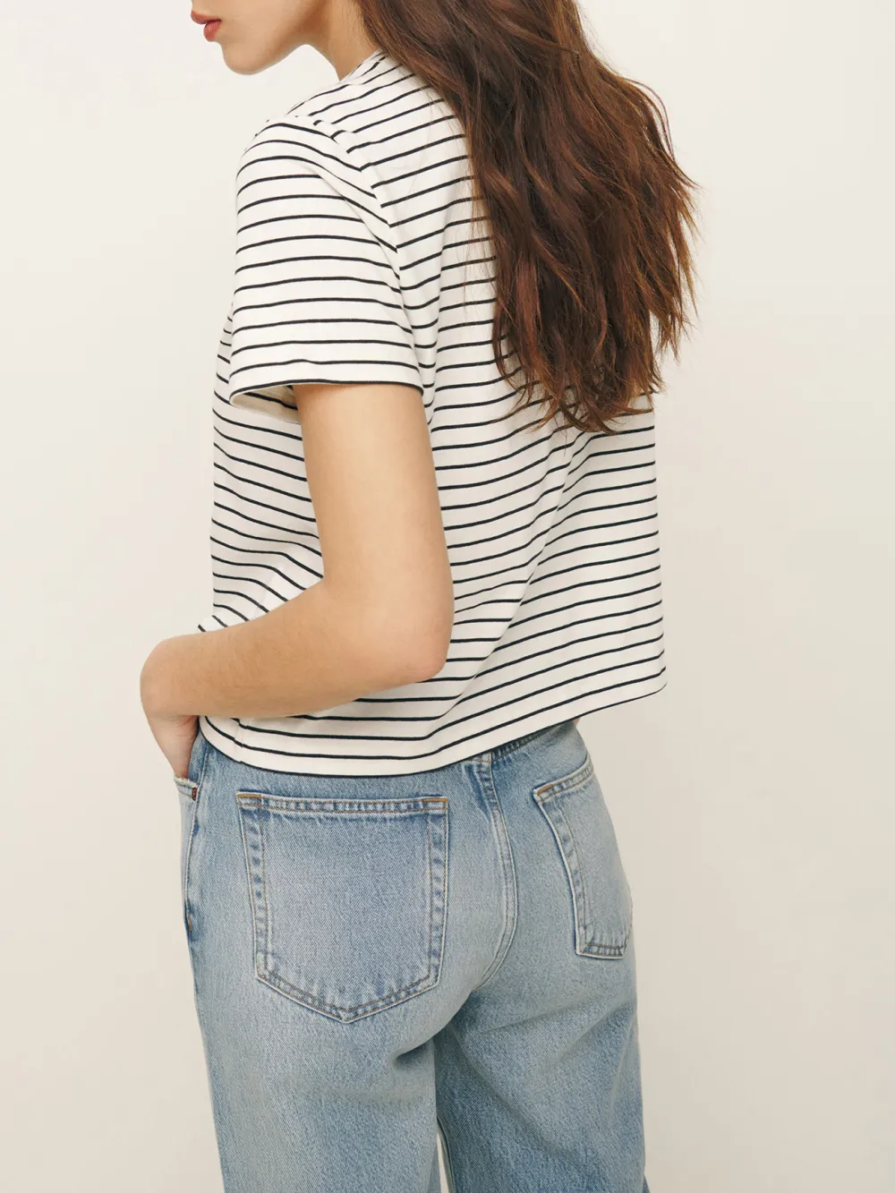 Classic Ribbed Trim Crew Neck T-Shirt