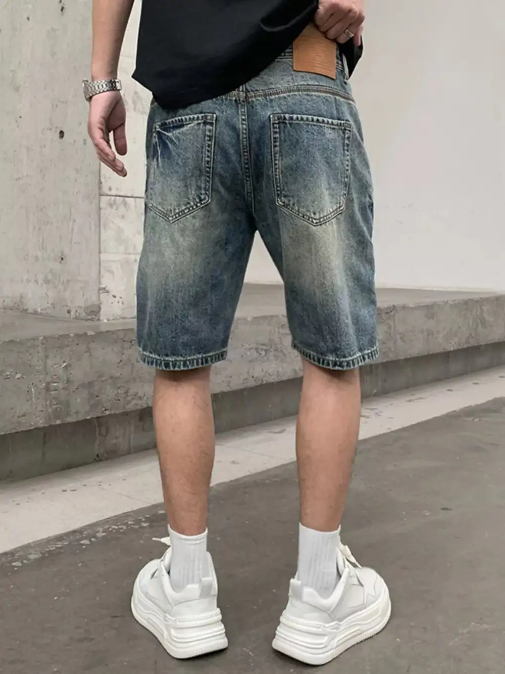 Men's Patchwork Graphic Denim Shorts