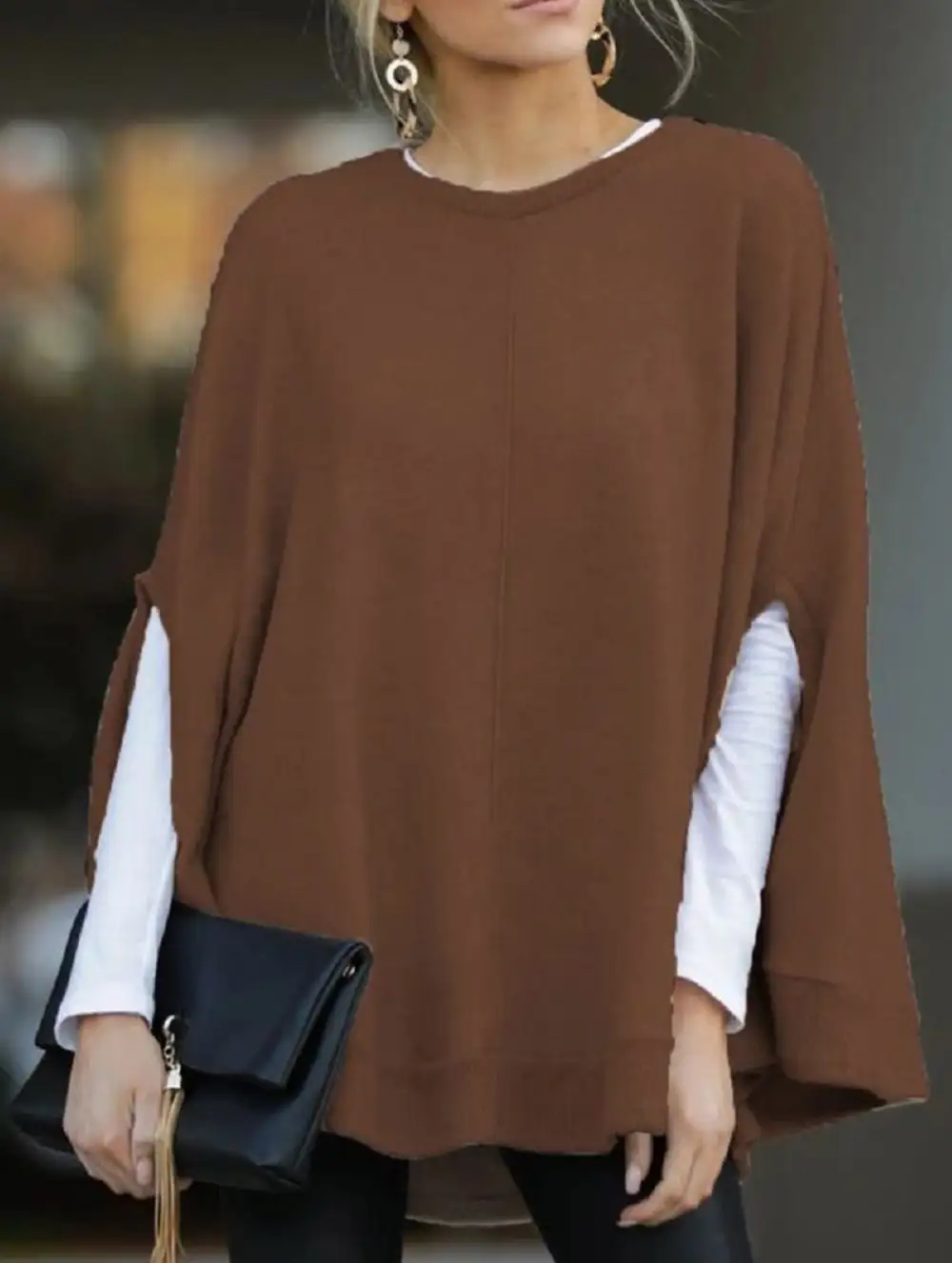 Loose Batwing Sleeve Knitted Top