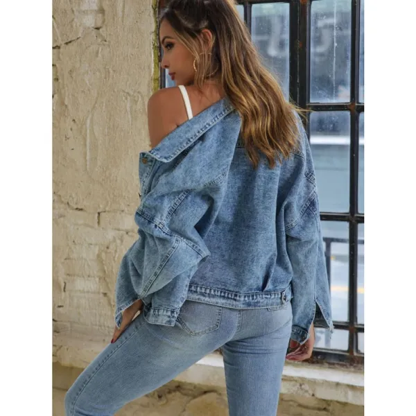 Button-Down Drop-Shoulder Denim Jacket
