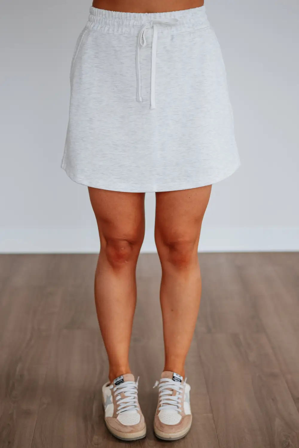 Faux Leather Cotton Drawstring Mini Skirt