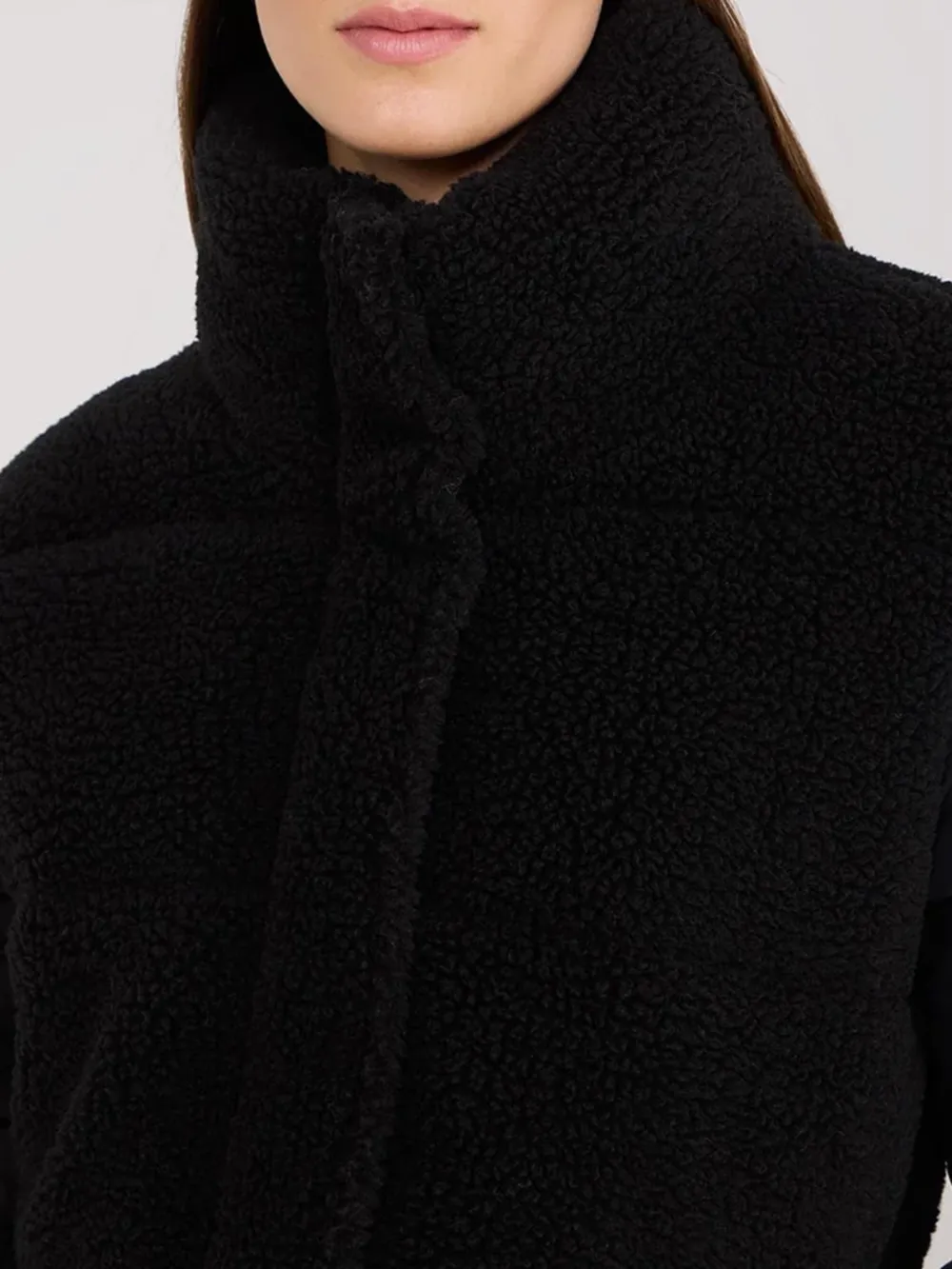Beige Short Shearling Puffer Jacket