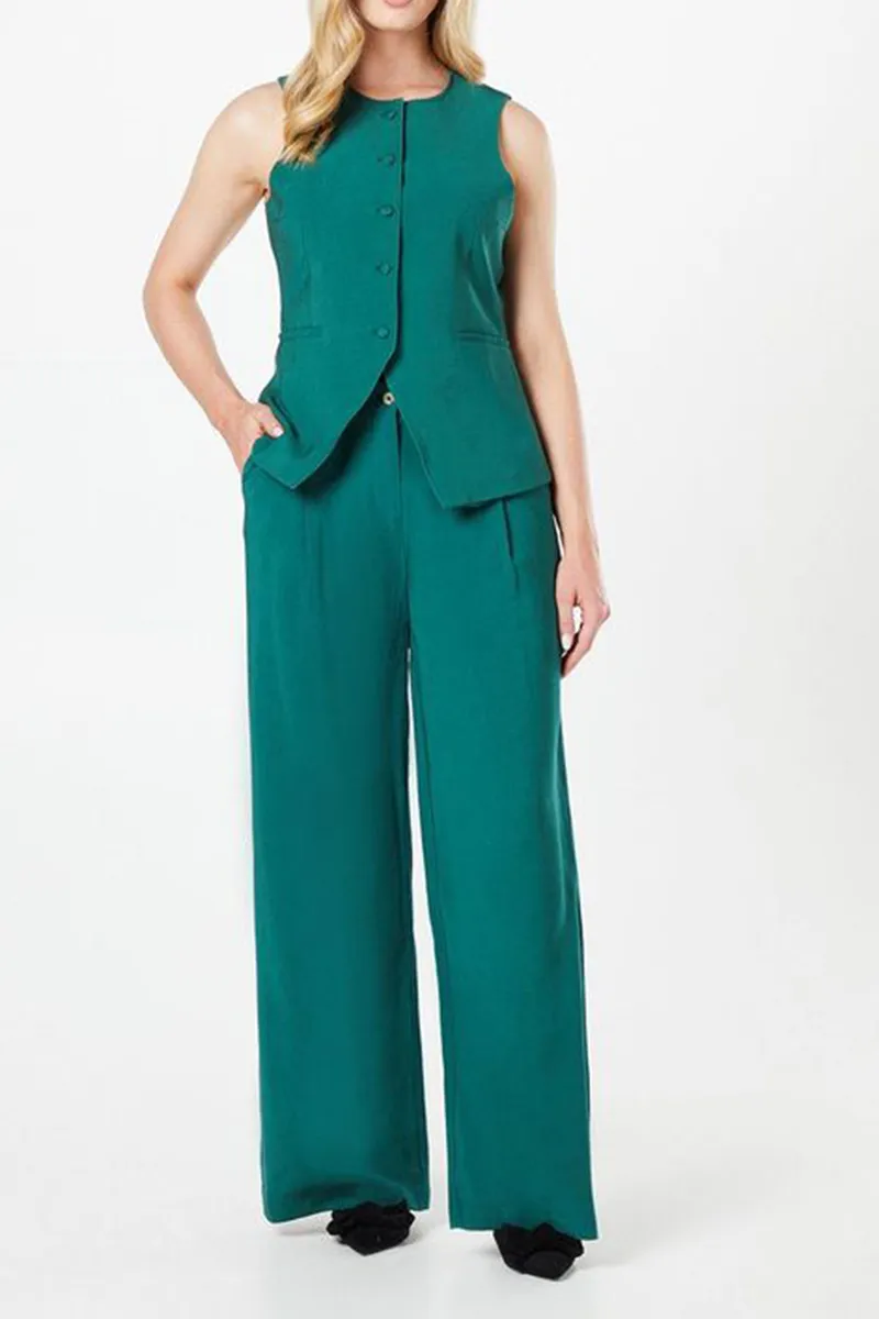 Casual Style Tailored Wide Leg Trouser