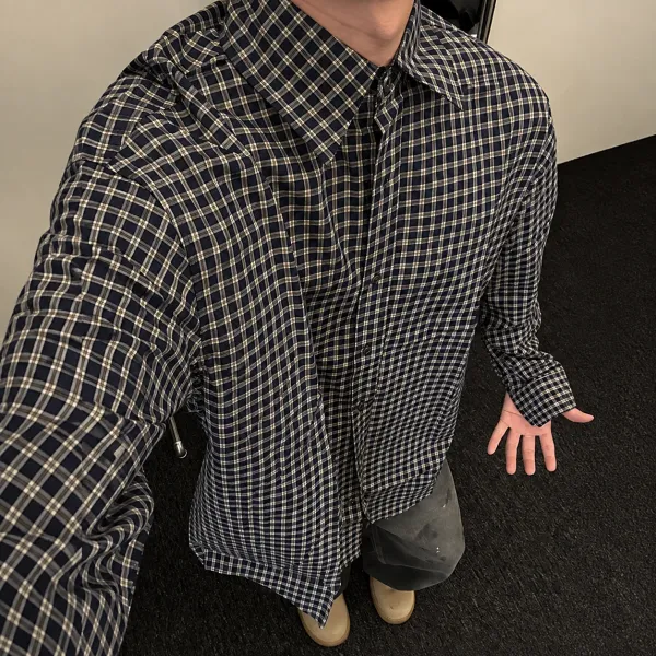 Plaid Relaxed Lapel Shirt