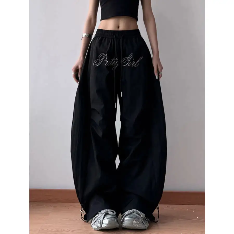 Drawstring Oversized Wide Leg Casual Pants