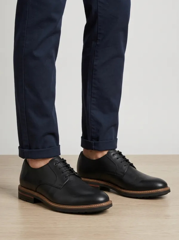 Men's Black Leather Lace-Up Oxford Shoes