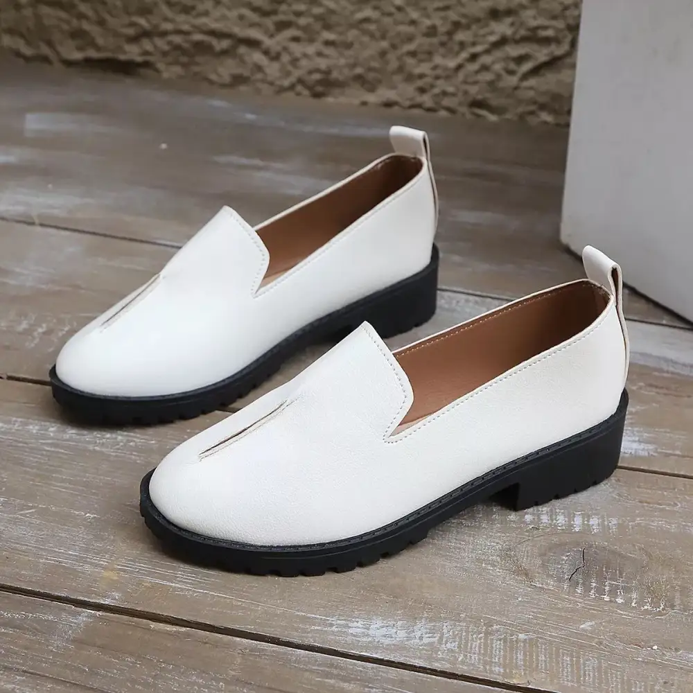 Refined Round Toe Block Heel Loafers
