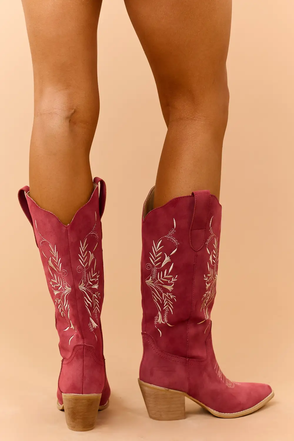 Ruby Faux Suede Floral Embroidered Western Boots