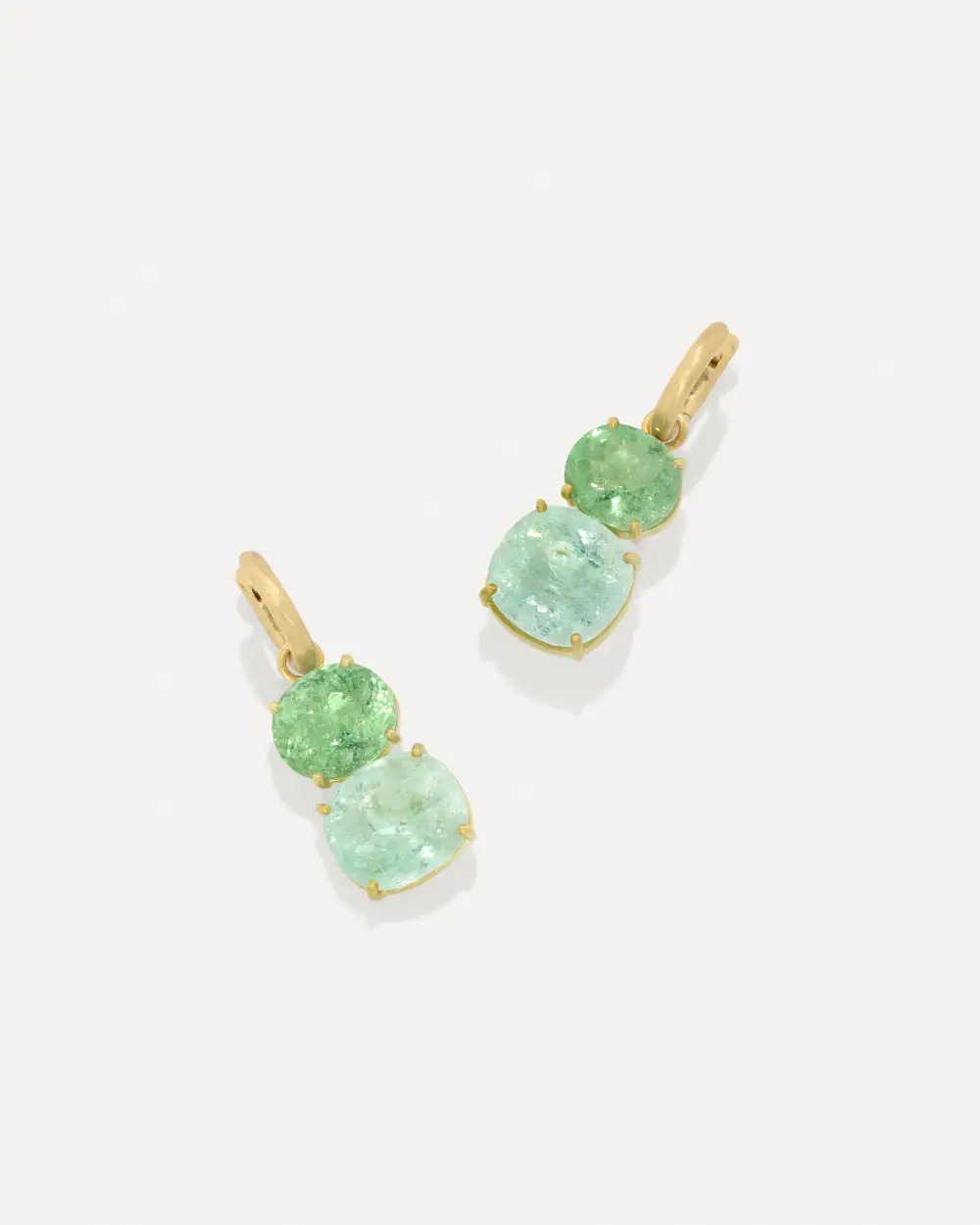 Gem Double Stone Jeweled Huggie Earrings