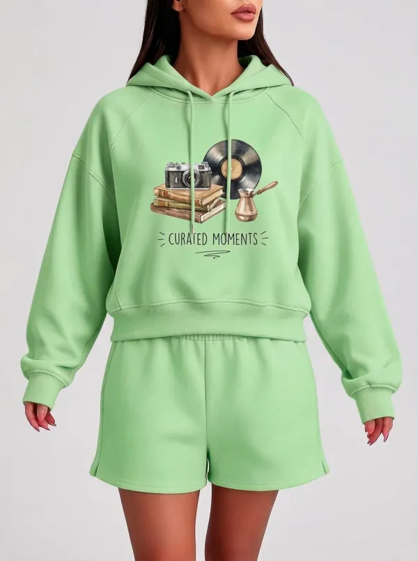 Women's Vintage Curated Moments Camera Vinyl Book Printed Hoodie