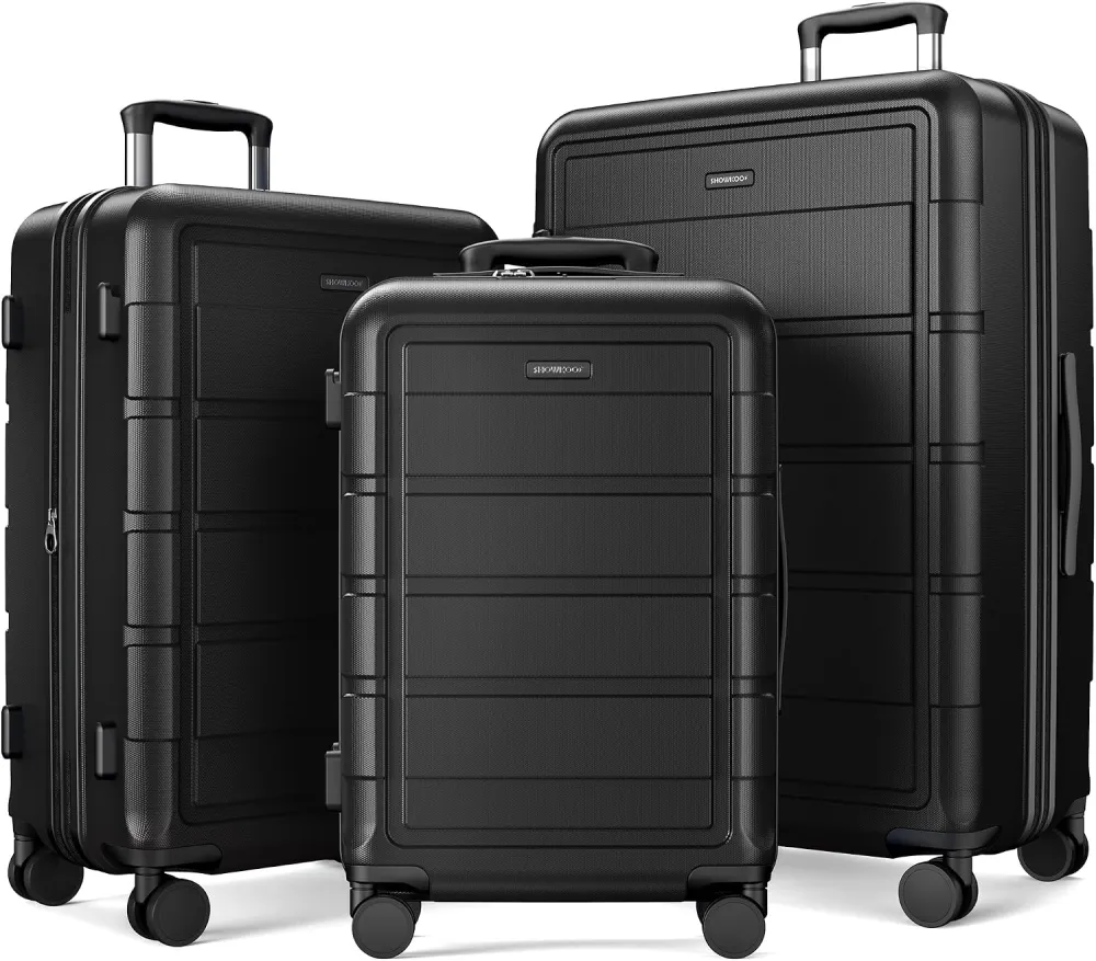 SHOWKOO G-Series Luggage set 3pcs, 100% PC Durable Hardshell Suitcase