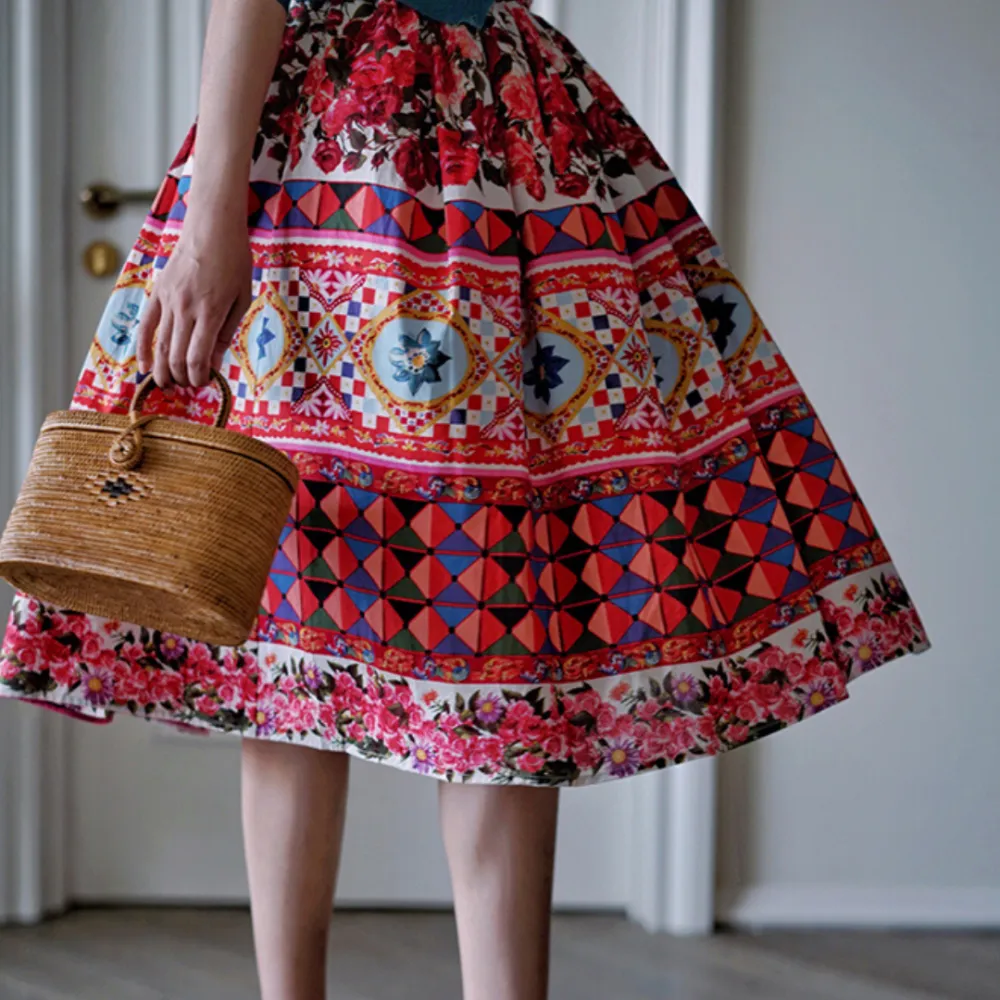 Roomy Casual Everyday Casual Floral Skirt