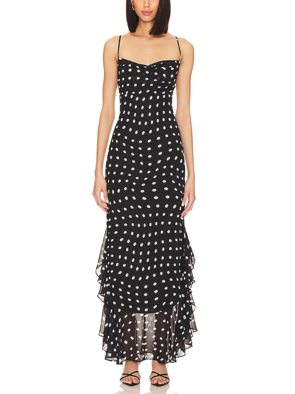 Delicate Polka Dot Print Maxi Dress
