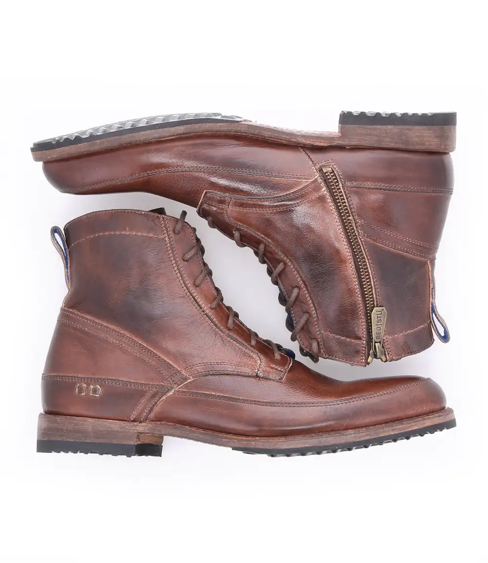 Apron-Toe Lace-Up Ankle Boots