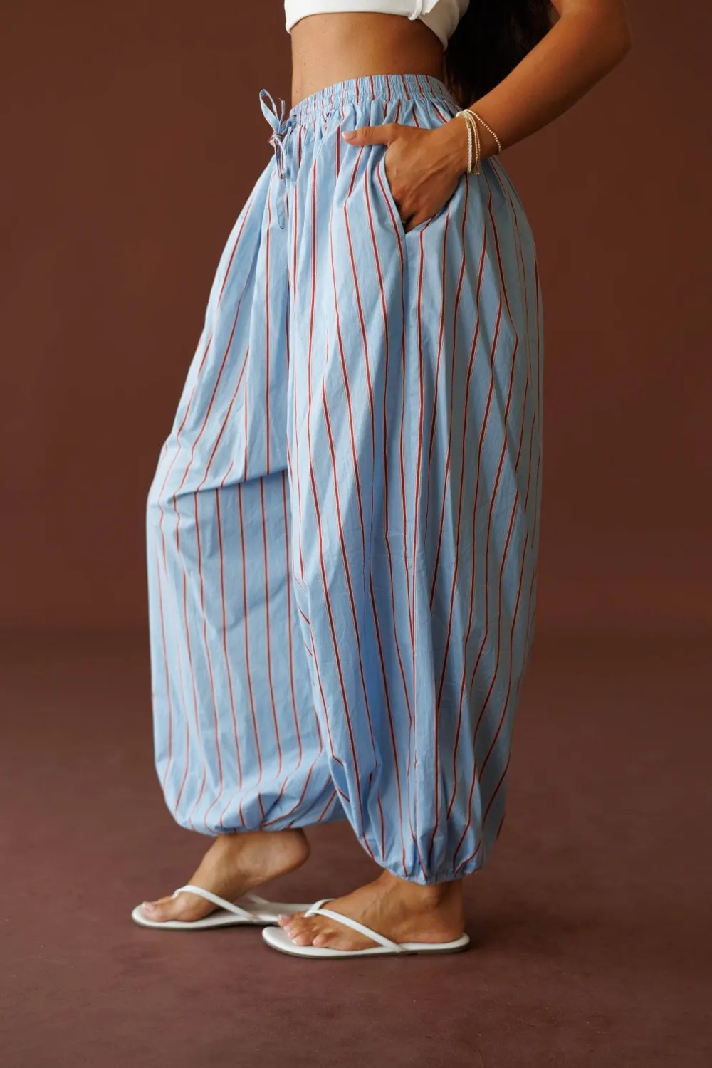 Balloon Striped Wide-Leg Pants