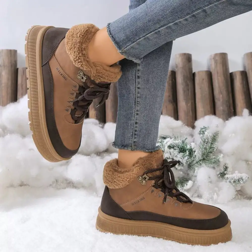 Relaxed Lace-Up Platform Ankle Boots
