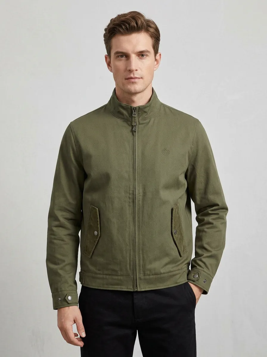 Men's Ridge Outdoor Olive Green Stand Collar Zip-Up Jacket